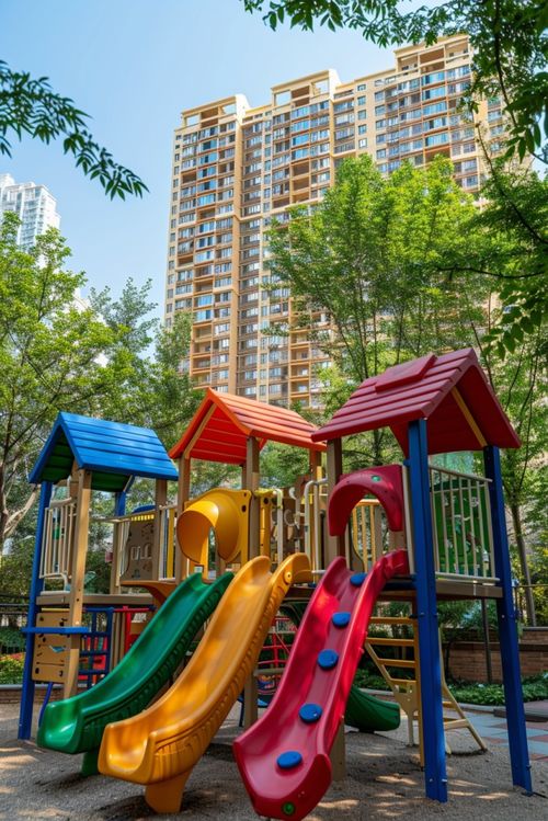 住宅区公用儿童组合滑梯设计效果图 打造安全与趣味兼备的游乐空间